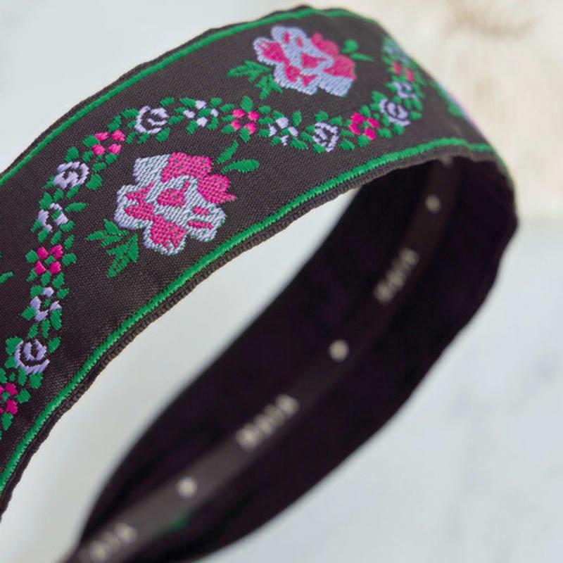 MAIA Pearl Flower Jacquard Hairband A - Minja-hyung Green