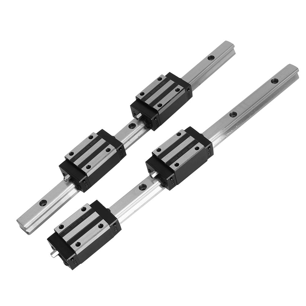 2Pcs HG15-300mm Cast Iron Linear Guide Rail with 4Pcs HGH15 Linear Bearing Slide Block Black