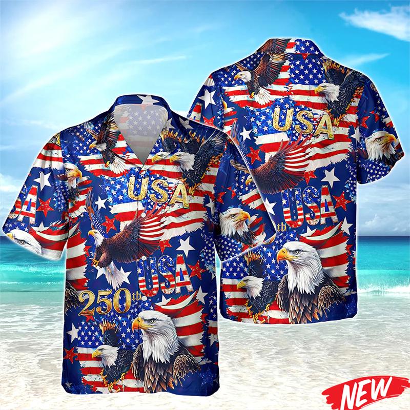 America 250 Years of Freedom Hawaiian Shirt Celebrating 250th Anniversary United States Short Sleeve Shirts S
