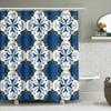 Blue White Ceramic Tile Pattern Shower Curtain Waterproof Bath Decor Home Decoration For Bathroom Accessories Set In Kitchen Din