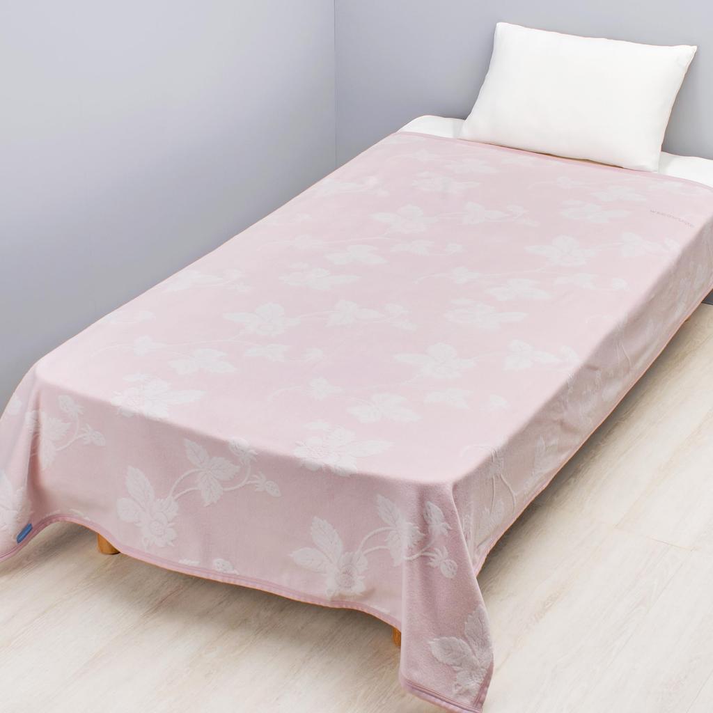 Nishikawa Einzelne waschbare Baumwolldecke, 100% Baumwolle, Wedgwood Wild Strawberry, Weich, Hergestellt in Japan, Rosa, FQ05901600