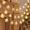Christmas Snowflake String Lights, Waterproof Battery-Powered String Lights, Garden and Bedroom Decoration, Festival Lighting USB Powered