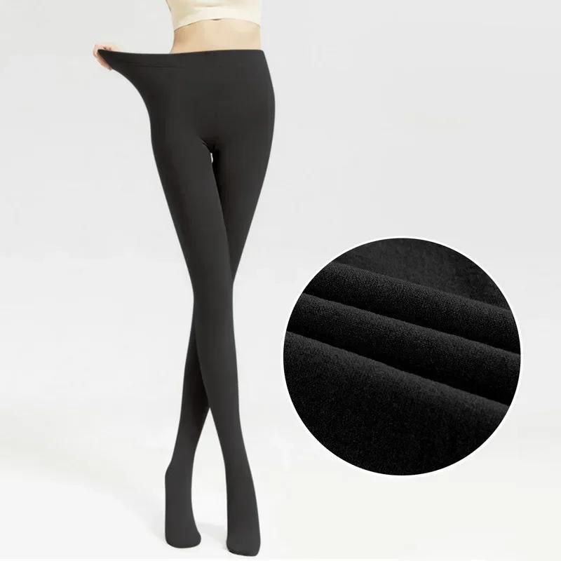 Women'S Plush Lined Winter Pantyhose Thick Sheer Velvet Tights Warm Thermal Leggings With Fleece Inner Layer