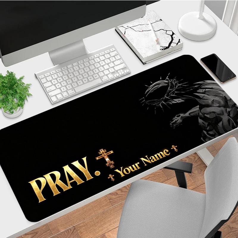 Custom Your Name Dark Prayer Gamer Large Deskmat Mousepad Playmat Xl Keyboard Mouse Pad Gaming Desk Accessories Anime Pc Extended Pads
