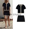 Spring and Summer Short Sleeve Round Neck Knitted Outerwear 2142014 Simple and Versatile Comfortable Knitted Mini Skirt 2142024