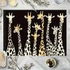 4 stuks Giraf Placemats, Imitatie Linnen Materiaal, Rechthoekig, Handwasbaar, 30,48 x 45,72 Inch, Geschikt voor Restaurant, Keuken, Feest, En Huis