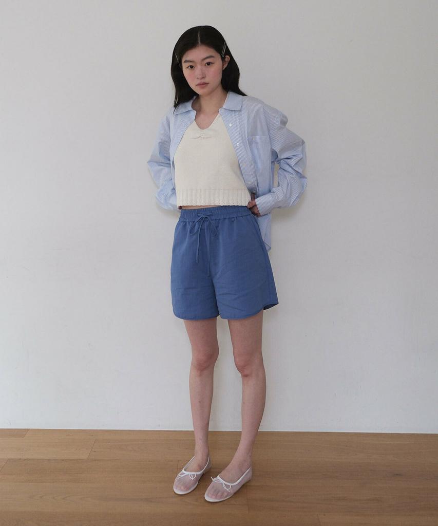 Moui Banding Ribbed Shorts (Blue)