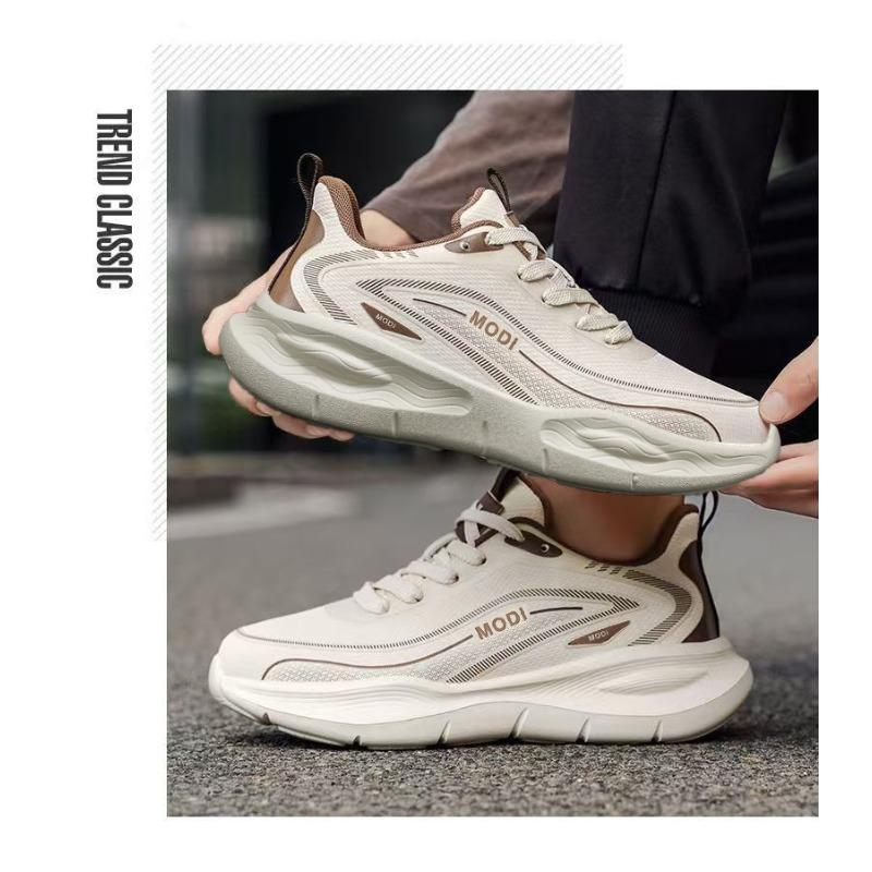Men's Spring Leather Waterproof Ultra-Light Cushioned Soft-Soled Casual Running Sports Shoes.