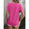 Textured V-neck Short Sleeve Top Women's T-shirts