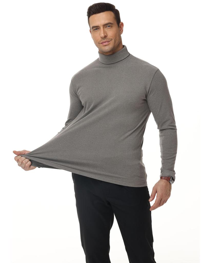 Turtleneck for Autumn and Warm [Hyzhwl] Men's Long-Sleeve T-Shirt, Thick, Warm, Insulated, Winter, Plain,