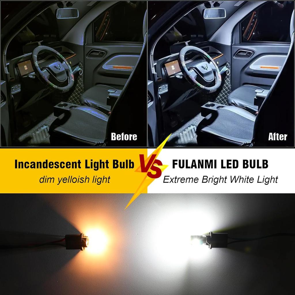 T10 LED Bulbs for Vehicle Map Light 168 194 175 W5W 6-SMD 3030 Chipsets 6000K Super White for License Plate Light Dome Door Courtesy Indicator Side