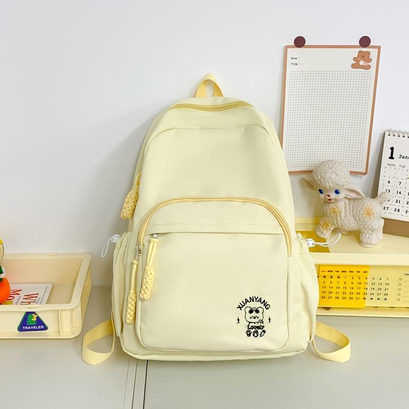 New high-value fresh and sweet candy-colored cartoon embroidered backpack female junior high school backpack
