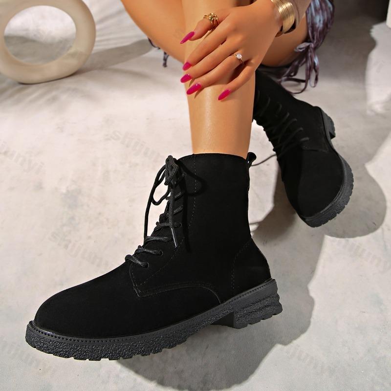 Woman Boots Trend Ankle Boots Short Barrel Shoes for Women Western Chunky Red Comfortable Stylish Sneakers Plus Size New Arrival