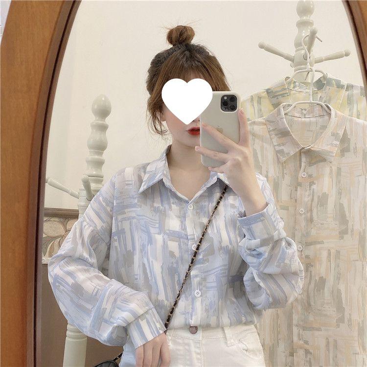 

Женская рубашка от солнца в стиле французского ретро тай-дай - Новинка моды весна/осень 2025 Small синий