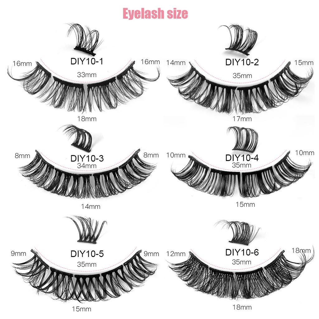 10 Pairs Of Chemical Fiber Segmented False Eyelashes Curled And Dense To Simulate Natural Eyelashes