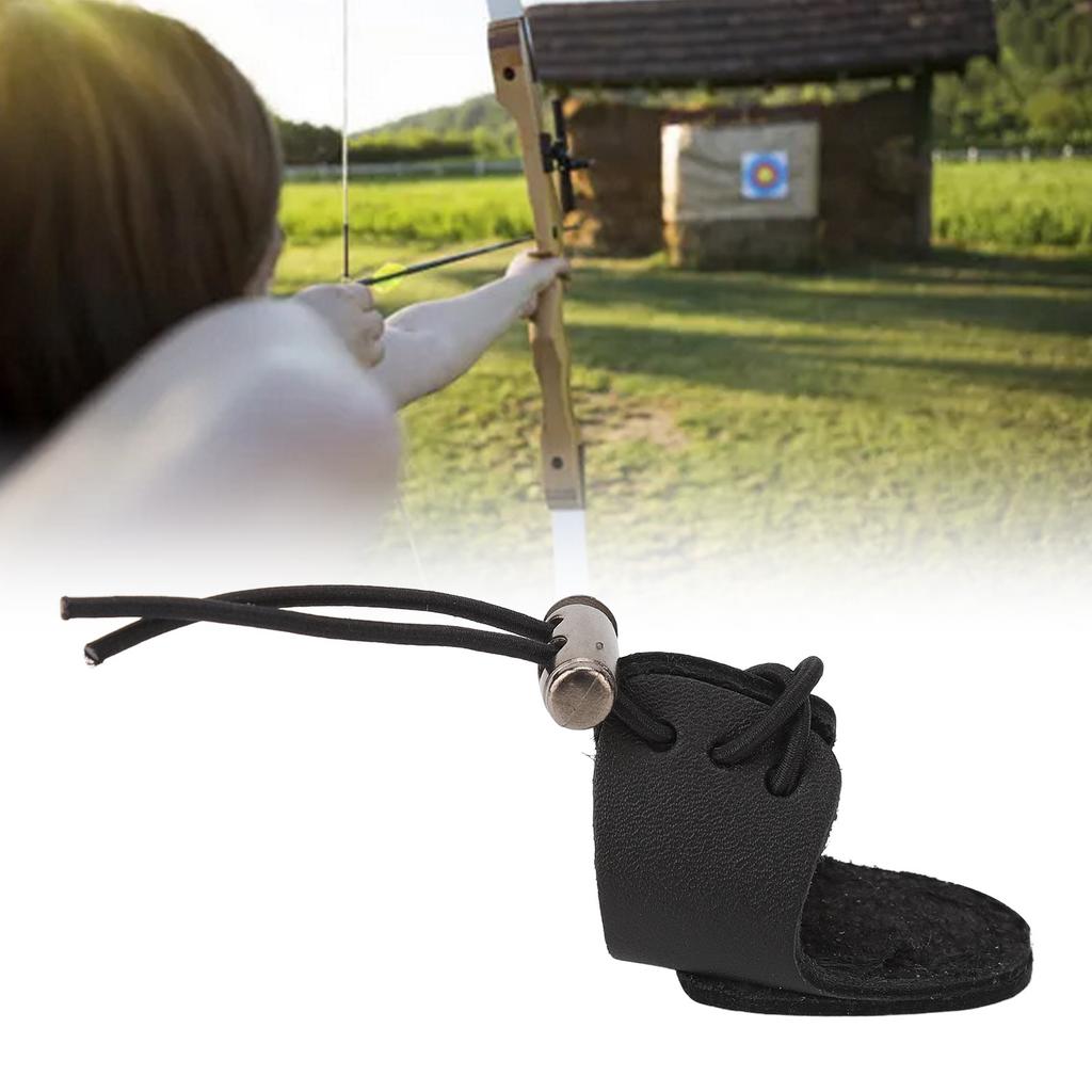 Archery Finger Guard Cowhide Elastic Finger Tab for 20 to 50lb Bow