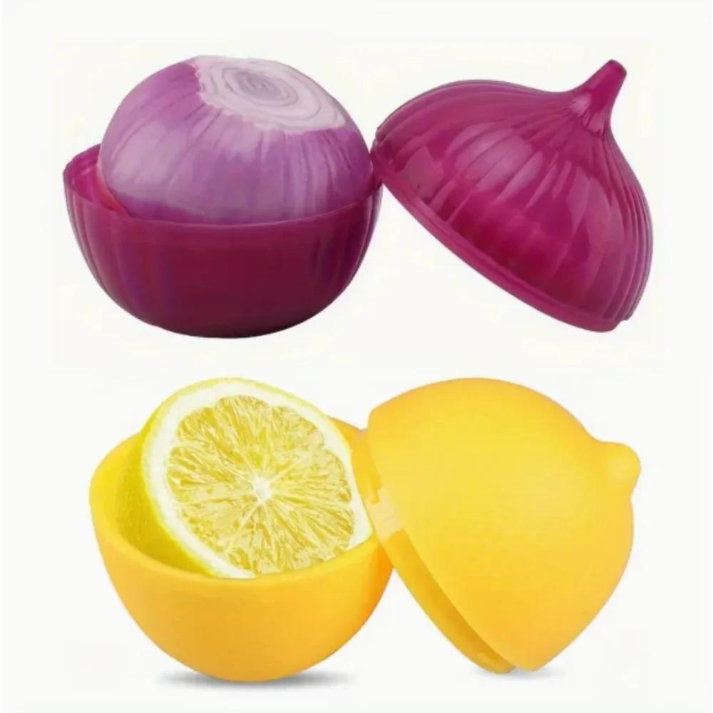 

2Pcs Lemon Onion Storage Boxes, Flip Lid, Freezer Safe фіолетовий
