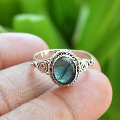 Natural Blue Labradorite Oval Gemstone Ring, Solid 925 Sterling Silver Ring, Women Ring, Statement Ring, Bohemian Ring, Wedding Ring
