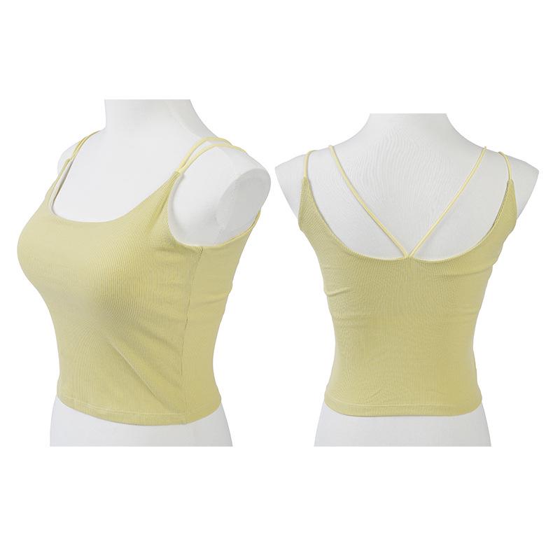 Lyocell Cotton Sports Yoga Camisole: Breathable, Chest-Padded, Small Backless Summer Tank