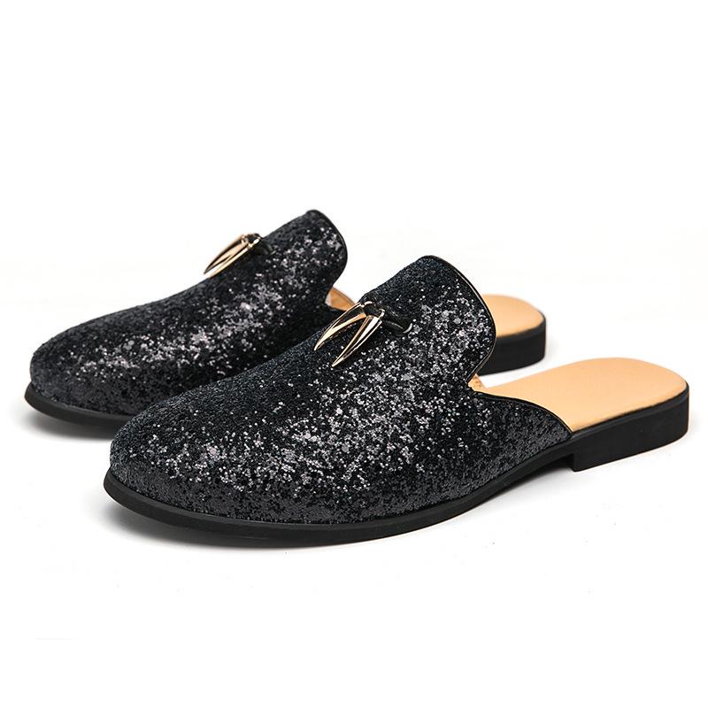 Men s Casual Half-open Leather Slip-on Shoes, Size 46 - Trendy Fashionable Design 44