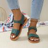 Fashion Large-sized Fashionable and Versatile Flat Sandals 2025 Summer New Velcro Open-toe Sandals for Wearing Over Beach Sandals