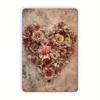 Vintage Metal Poster Heart Flower Wall Art Home Decor