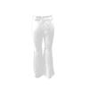 Solid Color Suede Tassel Pants Fringe Hem Slim Fit Flare Pants Retro High Waist Trousers  Party