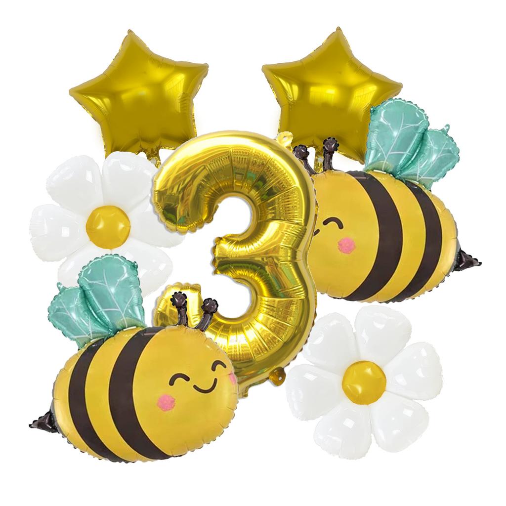 Cute Bee Daisy Aluminum Film Balloon Set Birthday Party Balloon Carnival Scene Arrangement Balloon