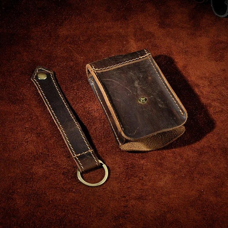 

Эластичный брелок из натуральной кожи в стиле ретро, ​​чехол из коровьей кожи, выдвижной брелок-держатель, сумка коричневый