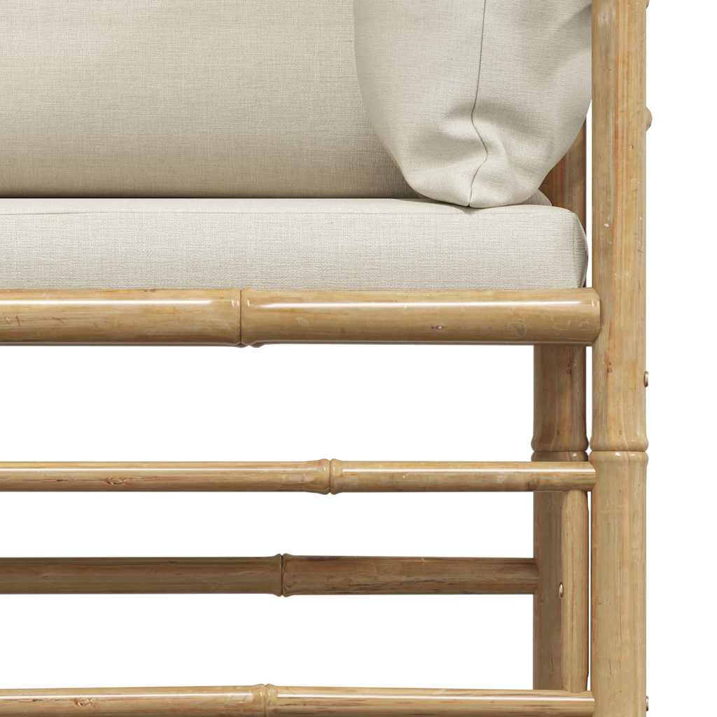 Garden Sofa with Cushions Cream White Bamboo