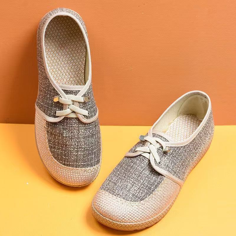 

Весенние новые туфли для рыбаков, модные женские, вышитые, универсальные, с толстой мягкой подошвой, износостойкие 41 светло-серый