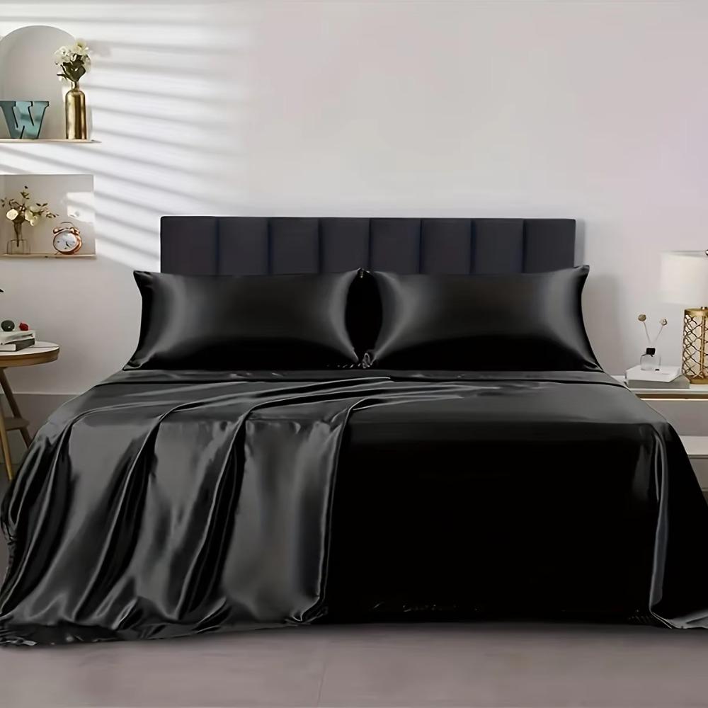 3pcs/set Ice Cooling Satin Bed Sheet Sets Smooth Bed Linen Household Mattress Protector  Hotel