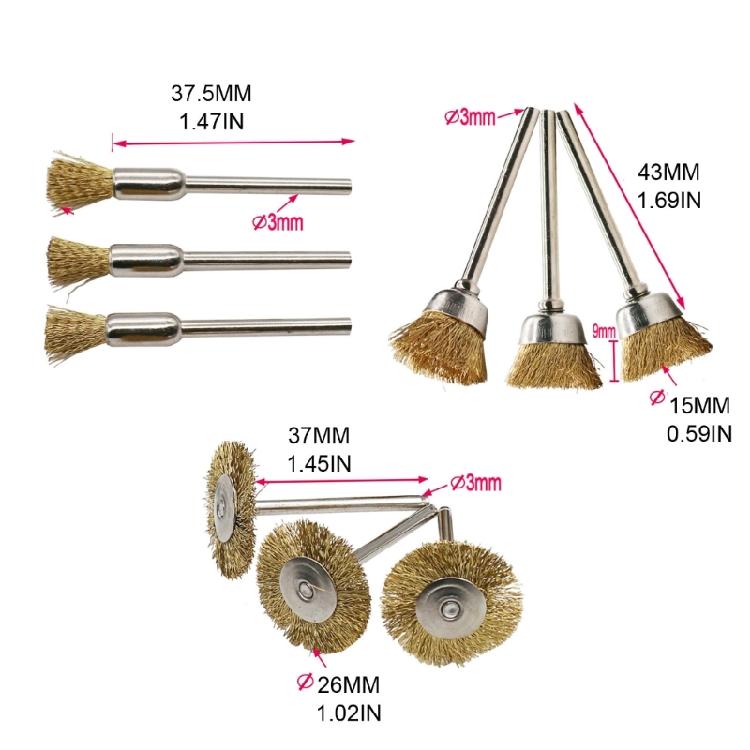 30Pcs Wire Brushes Set Brass Wire Wheels Pen Brushes Kit Hand Drill Cleaner