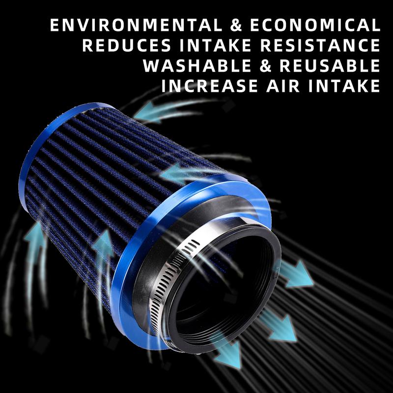 76mm Cone Air Filter for Car Engine Intake Pipe Universal Red Blue Sliver Carbon Washable 3.0'' High Flow Cold Air Intake Filter