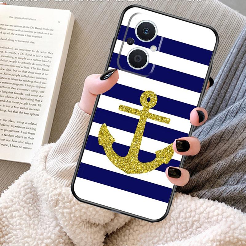 Stripes Anchor Boat Ship Case For OPPO Reno 13 13F 12 11 F 8T 7 8 10 Pro OPPO Find X8 Pro X6 X3 X5 Lite Cover Fundas
