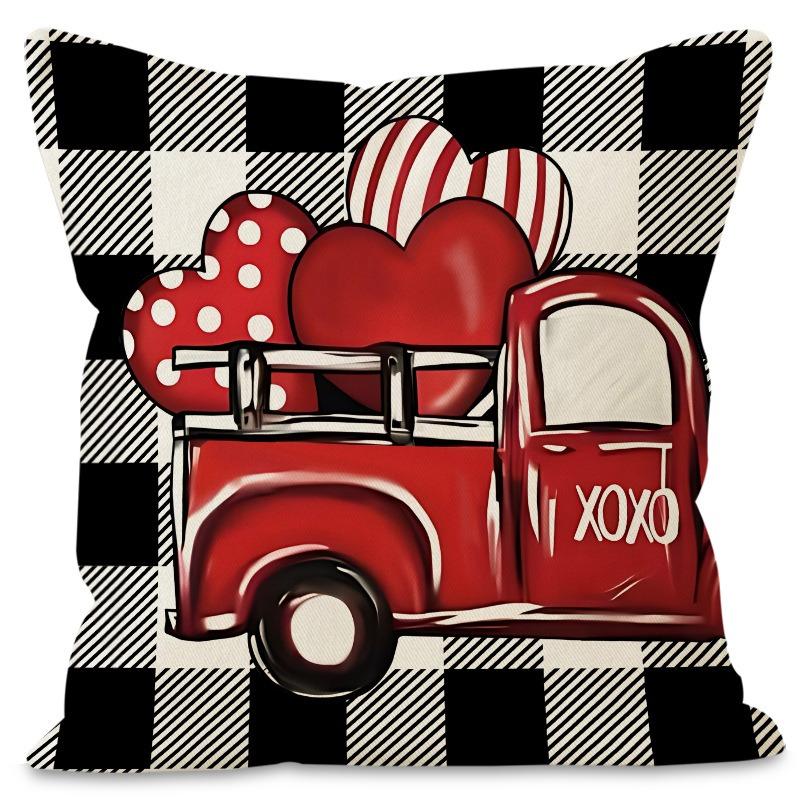 Valentine'S Day Car Gift Printed Home Decor Pillowcase Bedroom Living Room Sofa Decoration Polyester Cushion Cover With Zipper