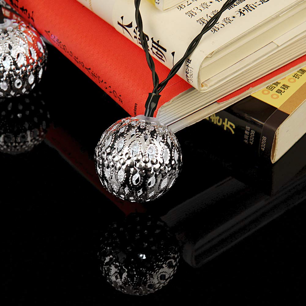 Solar-Powered LED Garden Lights, Moroccan Style, 20 Balls, Automatic OnOff with Built-in Light Sensor for Indoor and Outdoor Use, Perfect for