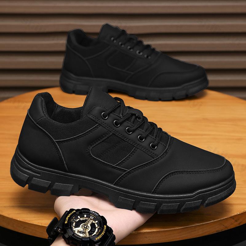 Outdoor Men Work Shoes Autumn Fashion Vintage Non Slip Wear-resistant Sneakers Comfortable Height Increase Lace Up Casual Shoes