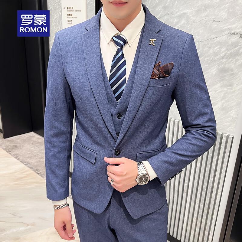 ROMON Men's Slim-Fit Business Formal Suit