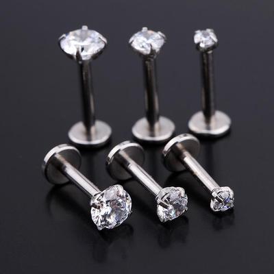 Titanium Steel Piercing Jewelry with Zircon Diamond Lip Ring and Long Rod Earrings
