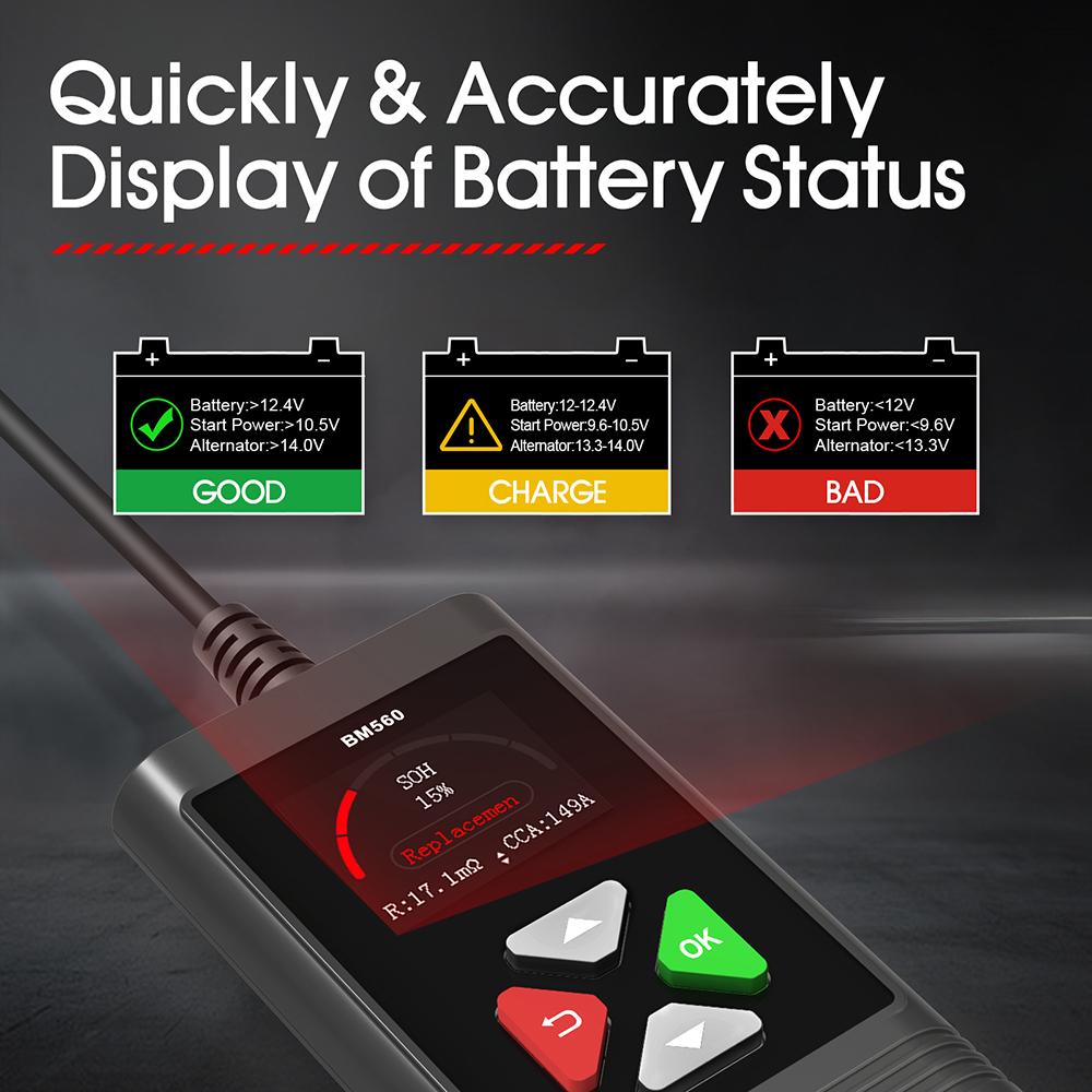 6V 12V BM560/BM580 Car Battery Tester 100-2000CCA Digital Battery Voltage Tester For Car Motorcycle Battery Test Diagnostic Tool