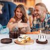 Yangbaga Wooden Coaster Set with 3D Design - 5 Coasters with Storage Holder, Ideal for Cafes and Homes