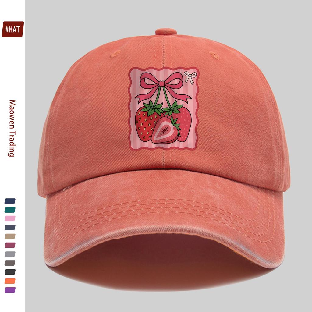 pc Strawberry Print Trucker Hat for Men Women Adjustable Snapback Cap with Strawberry Lightweight Vintage Washed Baseball