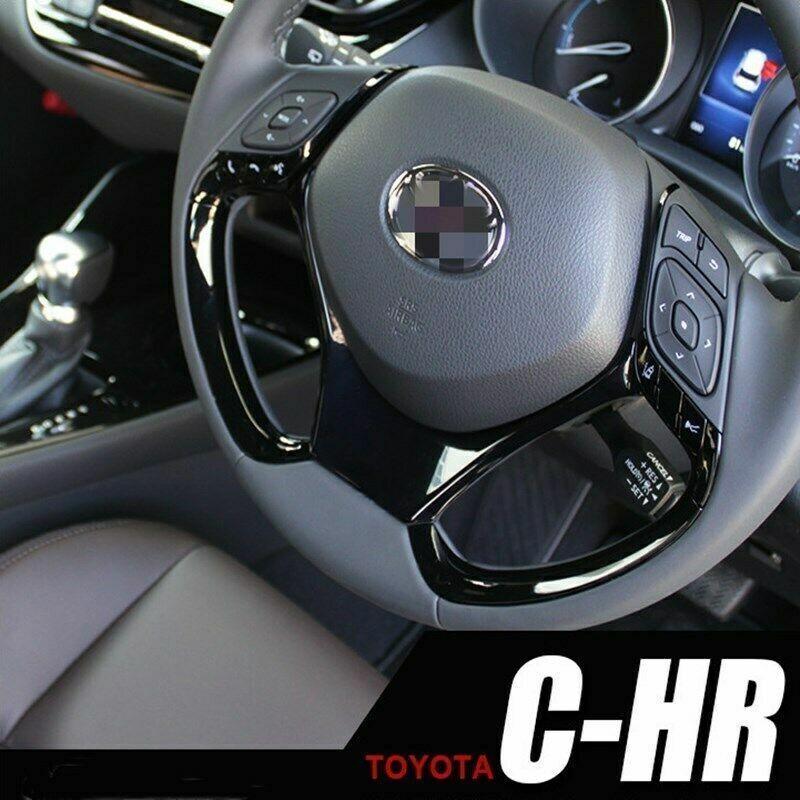 Black Car Inner Steering Wheel Decor Cover Trim For Toyota C-HR CHR 2016-2022