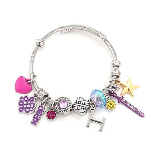 Demon Hunters-Inspired Bracelet Zinc Alloy Enamel Cat Charms Snake Chain Fade Resistant Lightweight Gothic Fantasy Jewelry Accessories