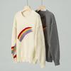 Loose Knitwear Vintage Cardigan Long Sleeve O Neck Top for Autumn Winter Print Sweater