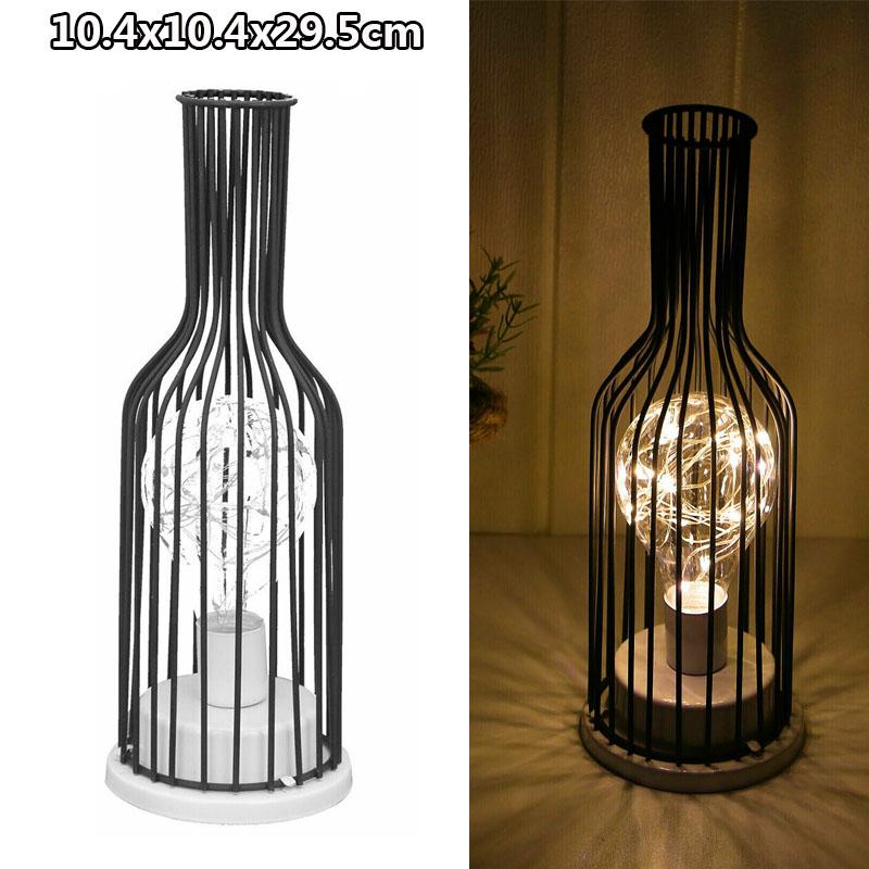 Retro Table Lamp Geometric Wire Industrial LED Light Bulb Bedside Desk Light