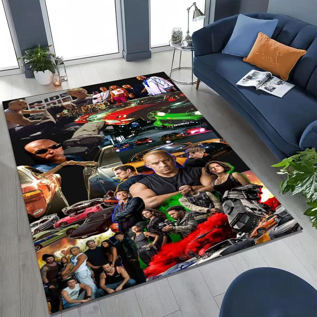 Alfombra Decorativa Rápida y Furiosa X Dominic Art para Dormitorio Sala de Estar Sofá Hogar Felpudo, Alfombrilla de Suelo Grande Antideslizante para Niños
