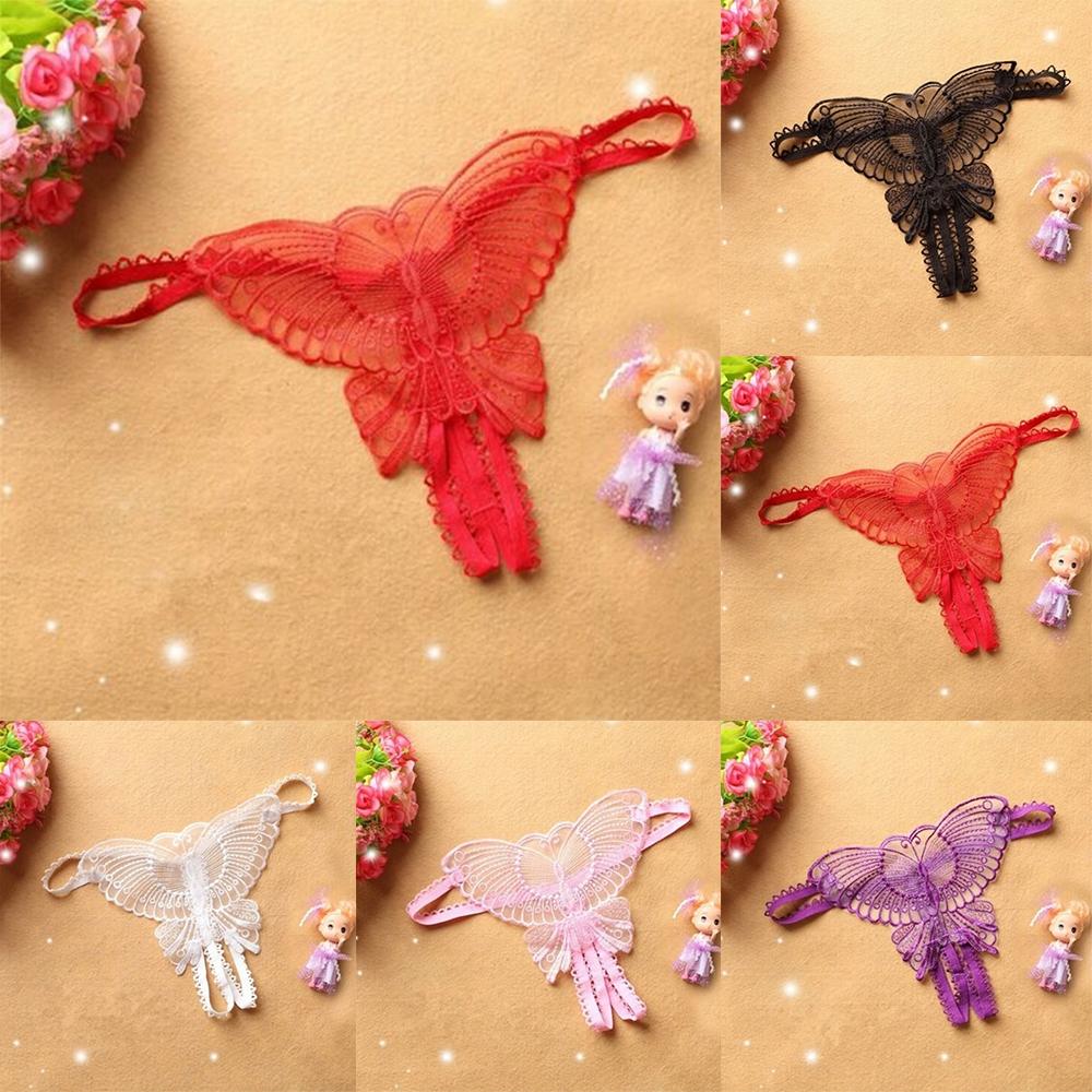Womens Panties Leisure Butterfly Lace Open Crotchles