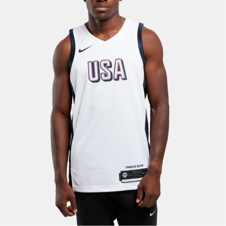 Nike Olympische Serie Gestrickt Feuchtigkeitsableitend Atmungsaktiv Basketballtrikot Herren Oberteile Weiß Sport-Rot Obsidian FV5517100